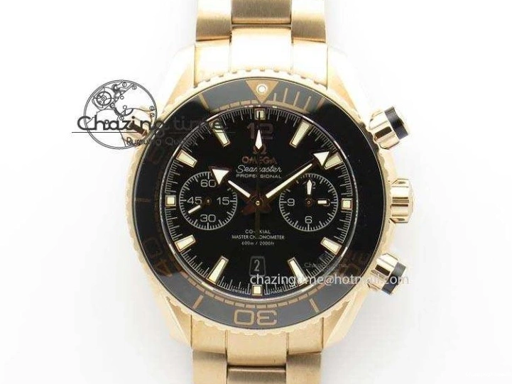 0601 Premium Seamaster Professional Chrono RG Black Ceramic Black Dial On RG Bracelet A 8212